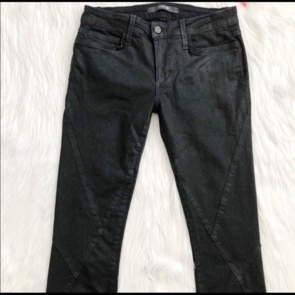 Joe's Jeans Criss Cross Seam Waxed Black Skinny Jeans - Picture 6 of 11